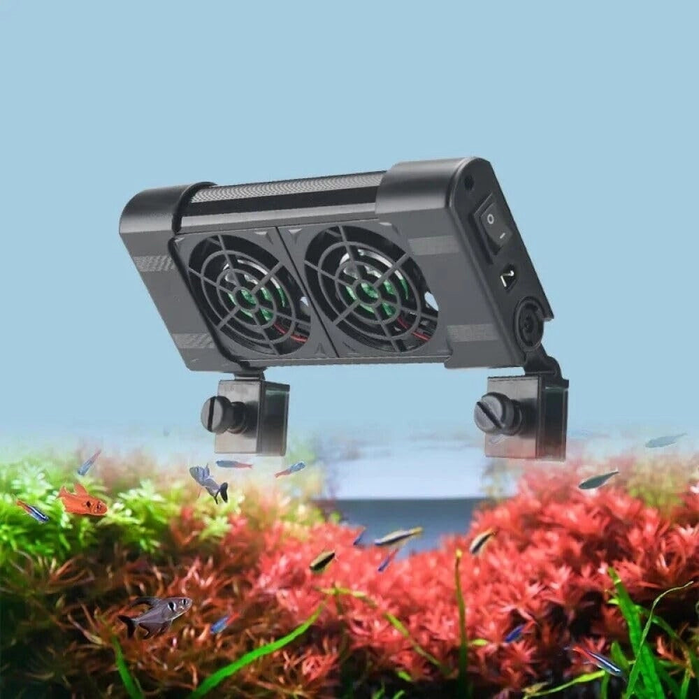 Trade Shop - Doppia Ventola Di Raffreddamento Per Acquario Ventilatore Doppio 12v 50mm Fs-602 -