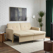 Divano Letto Estraibile Crema Tessuto