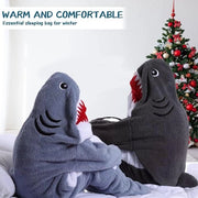 Flanella Wollena Cartoon Coperta di Pieno - Coperta di Pieno Portatile con Cappuccio per Adulti e Bambini - Idea Regalo per Donne - Coperta di Pieno di Haai Grigio Scuro 140cm