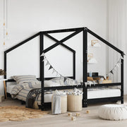 Giroletto per Bambini-Struttura Letto Bambini Nero 2x(90x190) cm Legno Massello di Pino