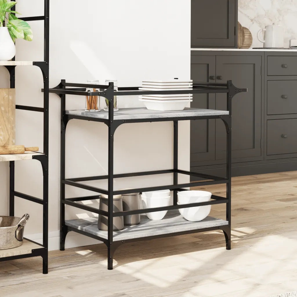 Carrello da Cucina Grigio Sonoma 82x40x78,5cm Legno Multistrato CFW2367923