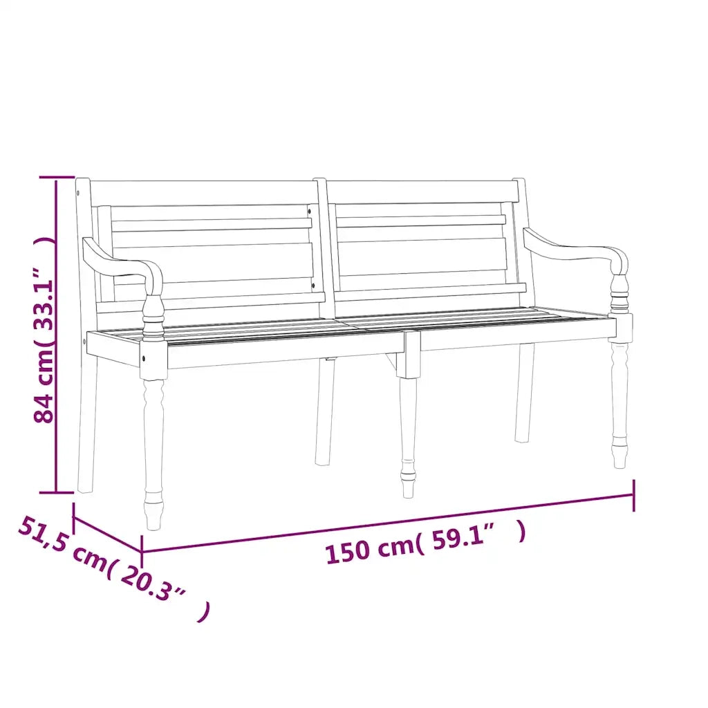 Panca da Giardino | Panchina Batavia Cuscino Antracite 150 cm Legno Massello Teak