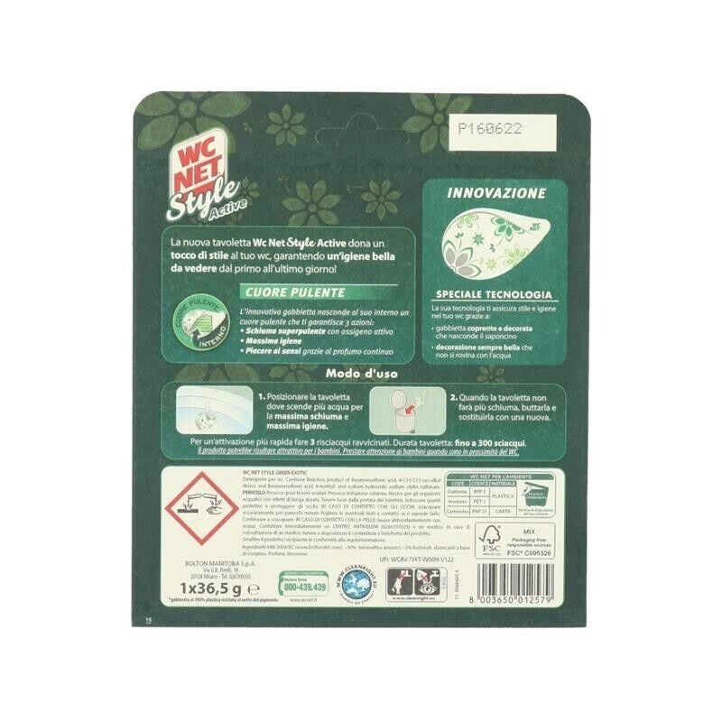 WC NET SET 4 PZ STYLE ACTIVE TAVOLETTA GREEN EXOTIC AD AZIONE COMPLETA
