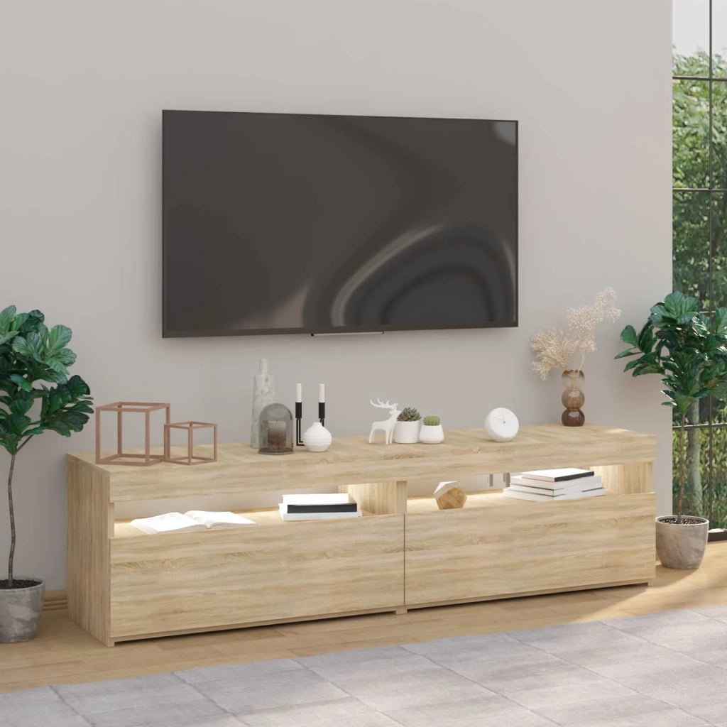 Mobili Porta TV con Luci LED 2 pz-Credenza per TV Rovere Sonoma 75x35x40 cm