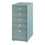 Mobiletto da ufficio mobile contenitore su ruote con 5 cassetti 69 x 28 x 41 cm verde menta 03_0009108