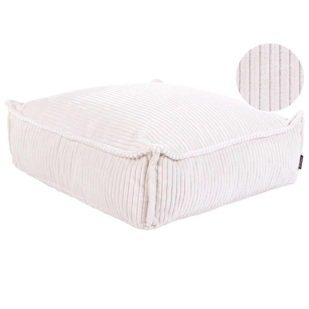 Cuscino da terra Beige Chiaro 55 x 55 x 20 cm Quadrato Tessuto Velluto Struttura a coste Pouf da seduta