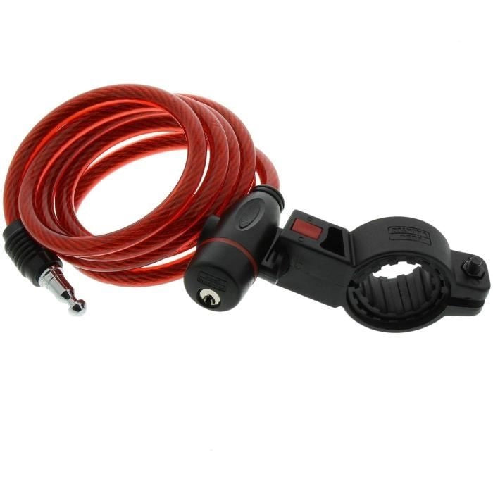 Cavo antifurto per bicicletta - BURG WACHTER - 1 260 100 - Spirale 100 cm, acciaio 8 mm, chiave, supporto per bicicletta