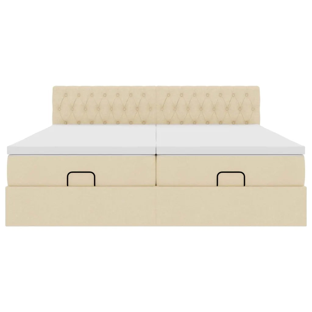 vidaXL Struttura Letto Pouf con Materassi Crema 200x200 cm in Tessuto