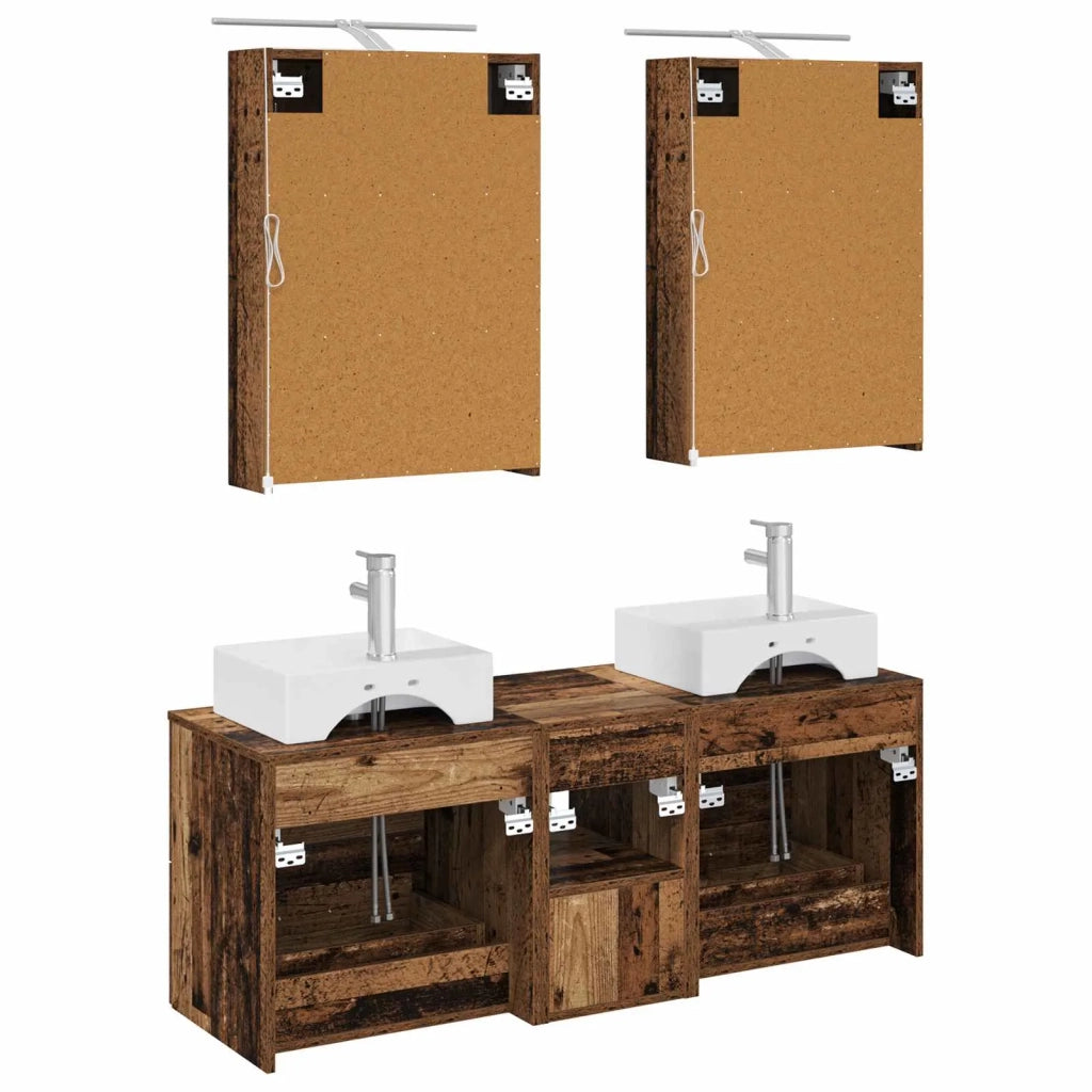Set di mobili per il bagno 5 pcs Legno antico 3406797