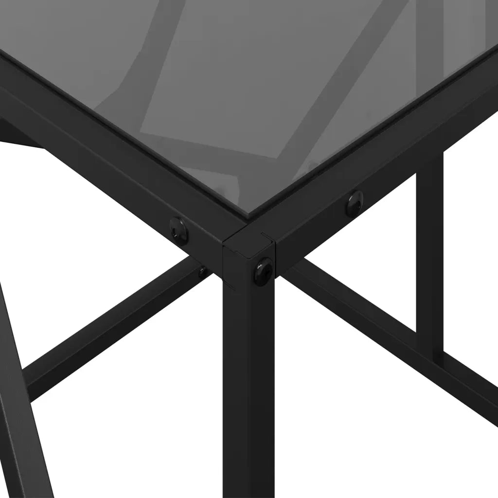 Tavolino con Piano in Vetro Nero 98,5x50x41 cm Acciaio 845997