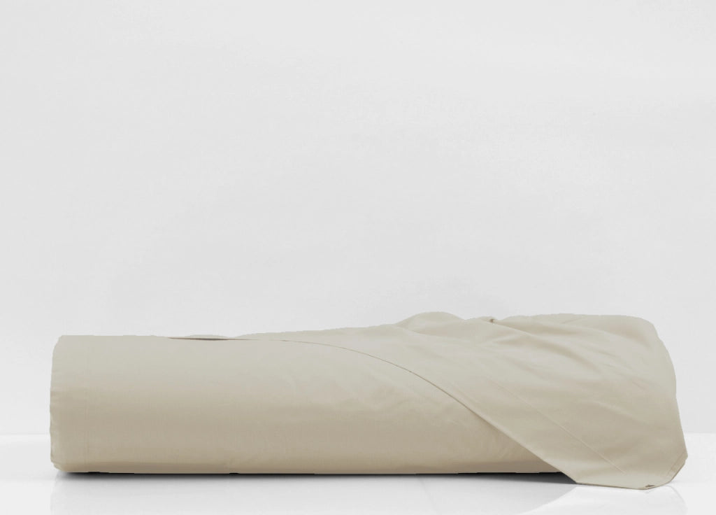 Completo Lenzuola In 100% Cotone Percalle Made In Italy Tinta Unita - Singolo - Beige