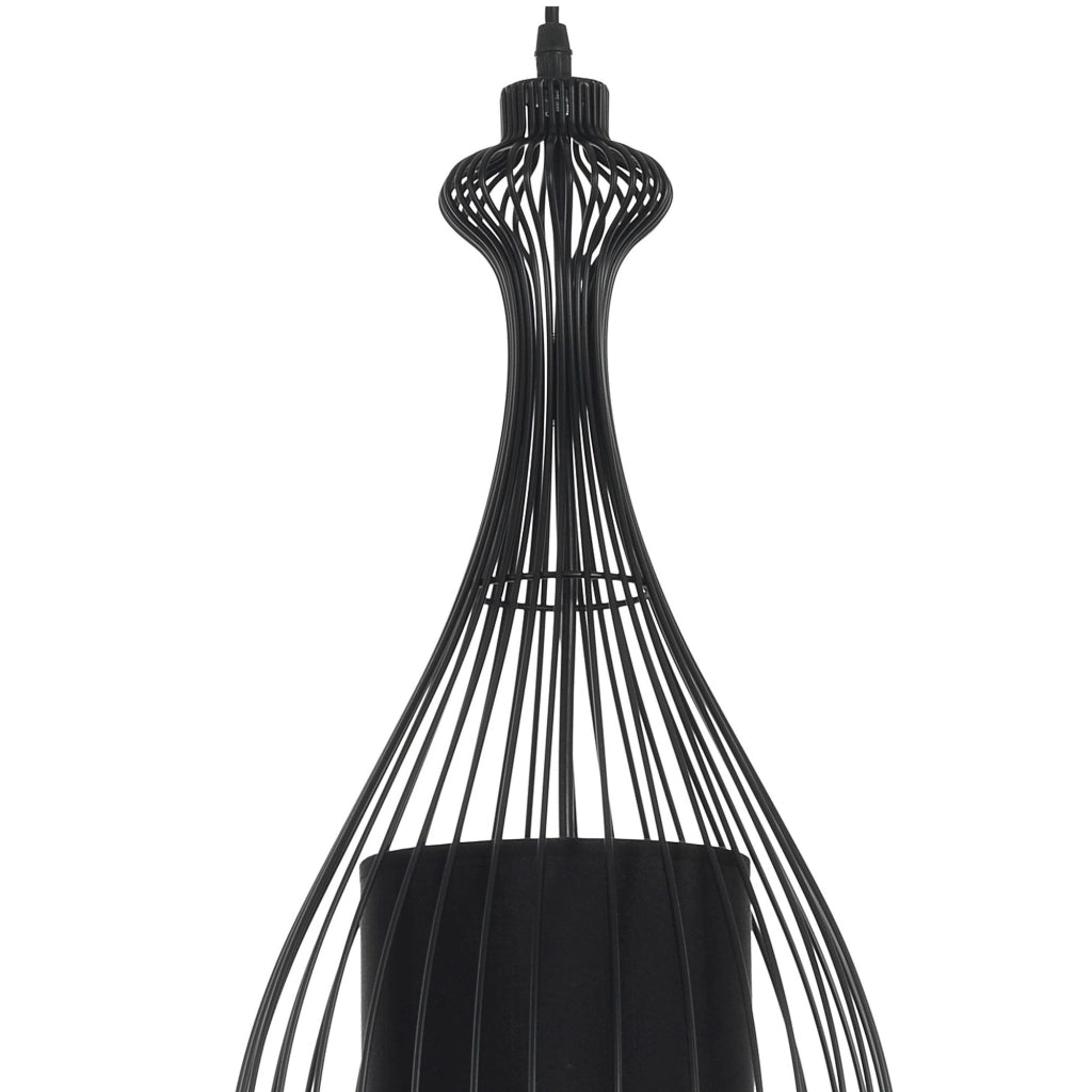 Lampadario in filo di acciaio nero con paralume cm Ø.24 H.56