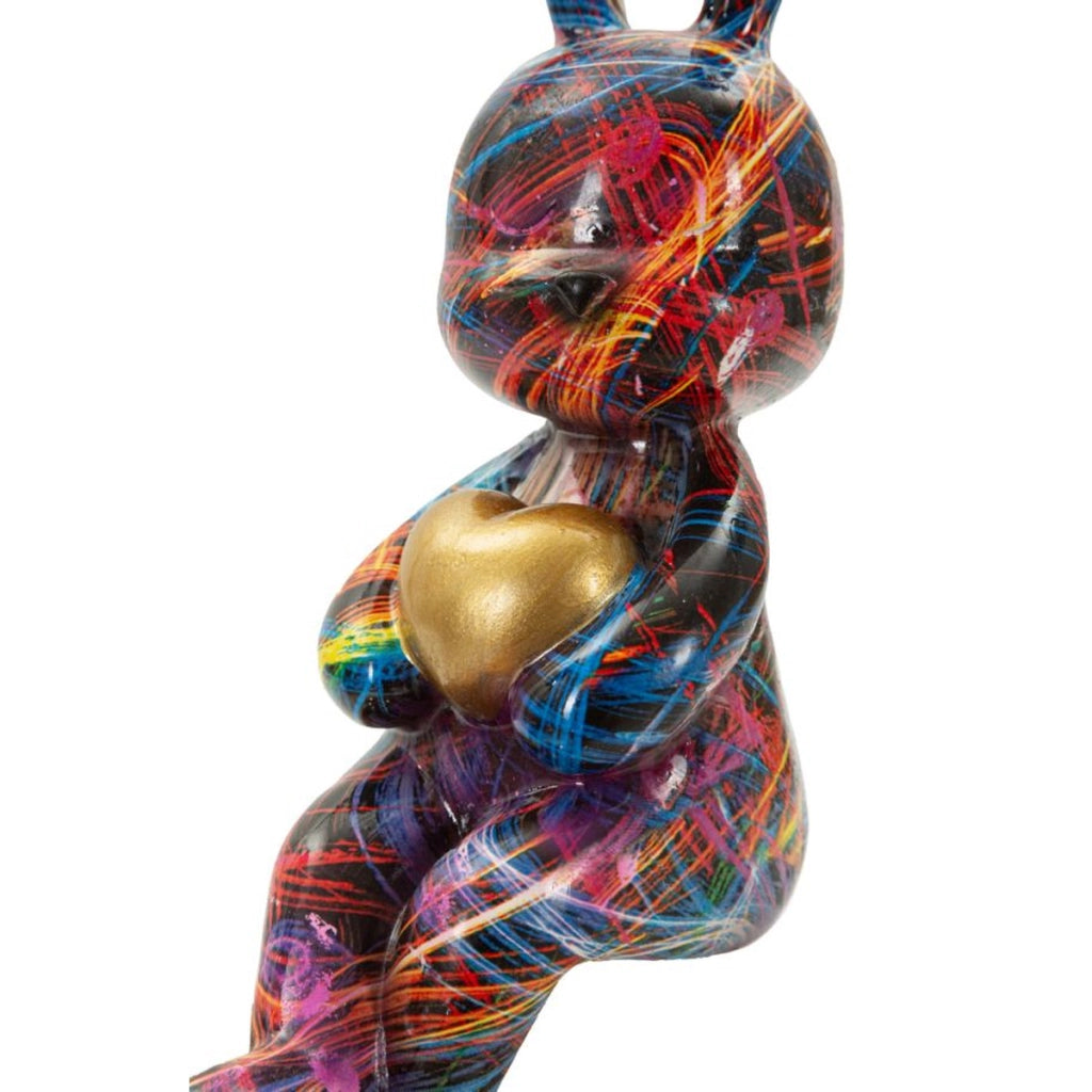 Scultura Coniglio, Multicolore, Poliresina, 8x10x23 cm