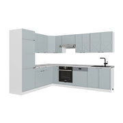 Cucina angolare completa Fame-Line Blu-grigio chiaro/Bianco 287 x 60 cm, PL Marmo Vicco