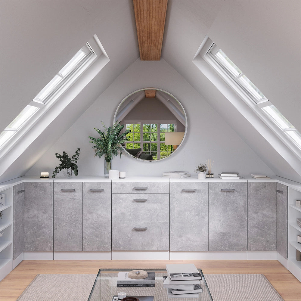 Mobile per mansarda Rion Calcestruzzo/Bianco 80 x 83.8 cm senza inclinazione con 2 ante Vicco