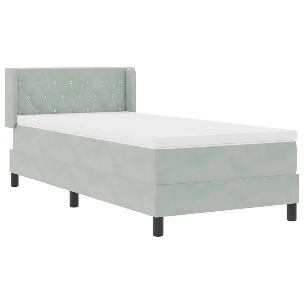 Letto a molle con testiera Grigio chiaro 200 x 100 cm Velluto 3341402