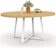 SELMA tavolo da pranzo rotondo allungabile 4-8 persone legno e bianco 110-150 cm