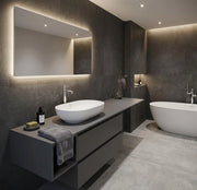 Lavabo ovale da appoggio in ceramica Bianco Matt senza foro rubinetto - Feeling Rak Ceramics