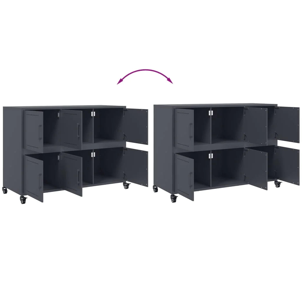 Buffet credenza cassettiera armadio mobile contenitore organizer per cucina soggiorno salotto 100,5 x 39 x 72 cm acciaio antracite 02_0029686