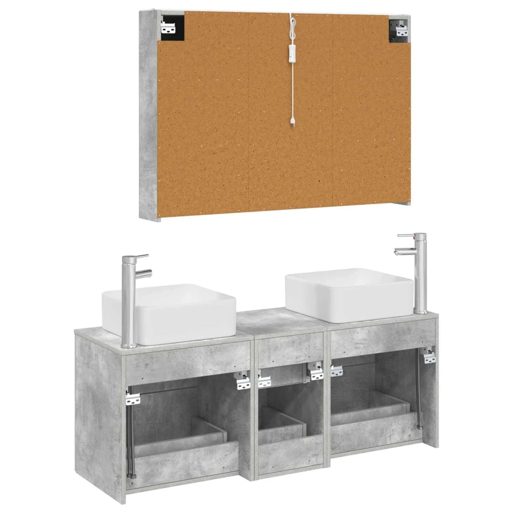 Set di mobili per il bagno 4 pcs Grigio Cemento 3406786