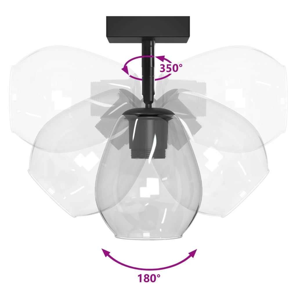 Lampade da soffitto  con paralume in vetro regolabile antracite E27