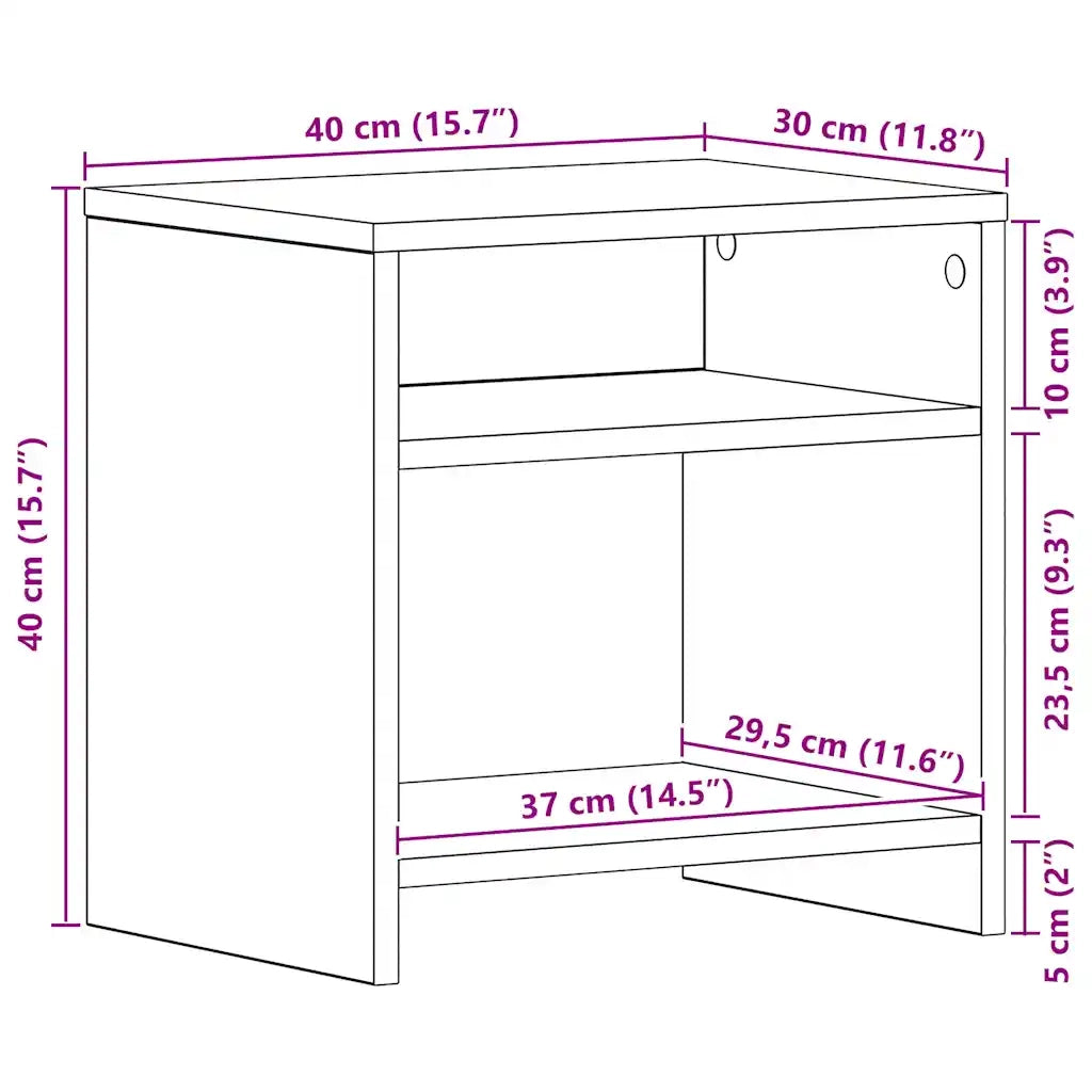 vidaXL Comodino Rovere Nero 40x30x40 cm in Legno Multistrato