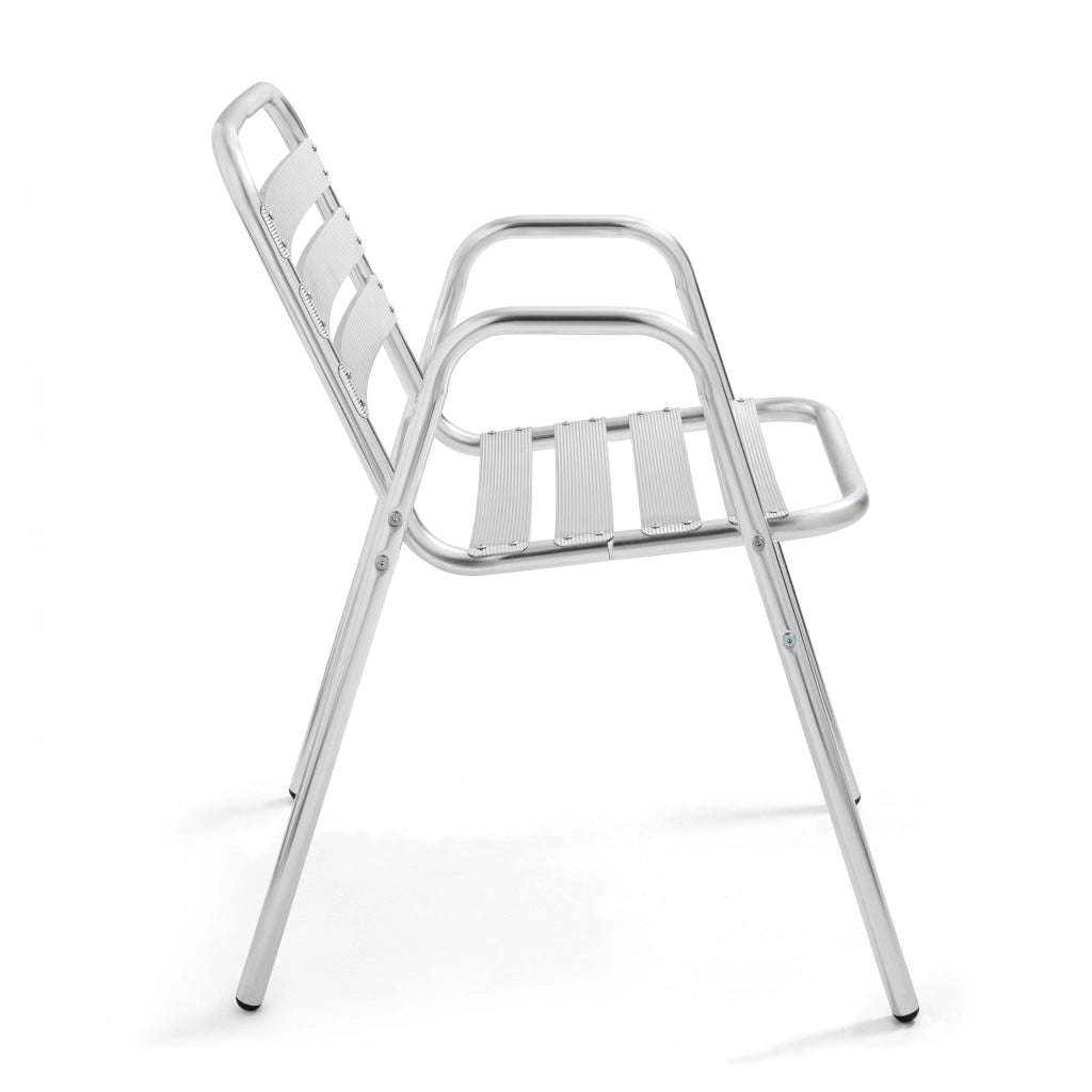 Oviala - Sedia da giardino impilabile in alluminio grigio chiaro