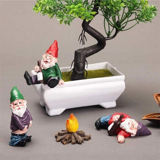 Decorazione Artistica per Giardino a forma di Gnomi in Bronzo, 4 pezzi, Impermeabili, per Decorazione di Giardino, Ornamenti in Resina (Fuoco)