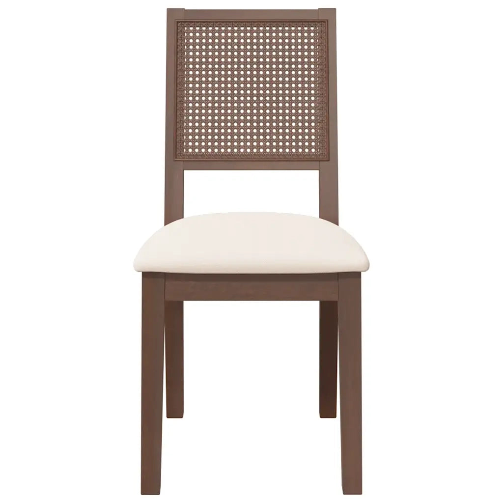 Sedie da Pranzo con Cuscini 2pz Marrone Legno Massello di Hevea