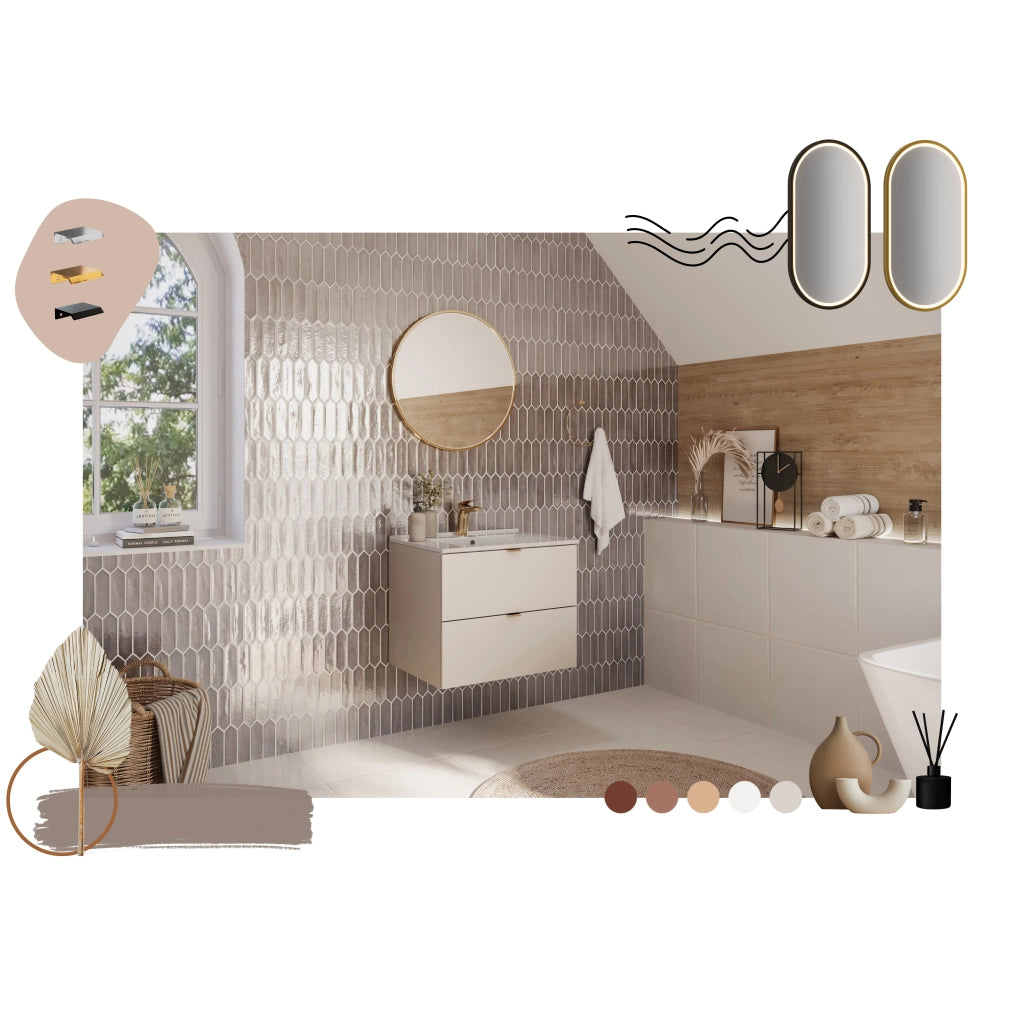 Set mobili bagno 60 cm con piano Dalia Cashmere 60 x 1401 x 46 cm