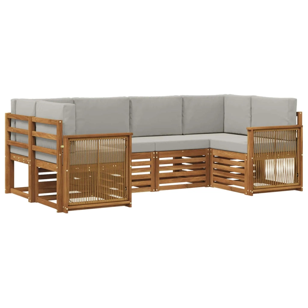 Set di divani da esterno 5 pz Naturale e Grigio Chiaro 3384777