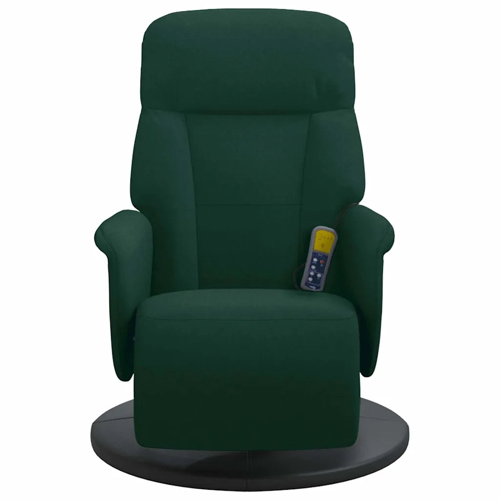 Poltrona Reclinante Massaggio Poggiapiedi Verde Scuro Velluto 356695