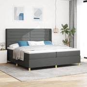 Letto con Rete a Molle e Materasso & LED Grigio Scuro 200x200 cm in Tessuto