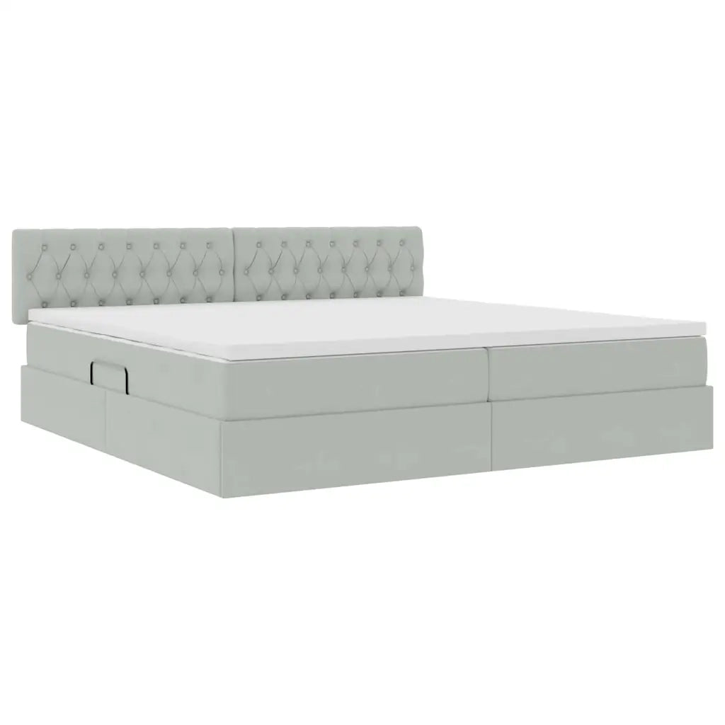 Letto con contenitore e LED Grigio chiaro 200 x 200 cm Velluto 3371475