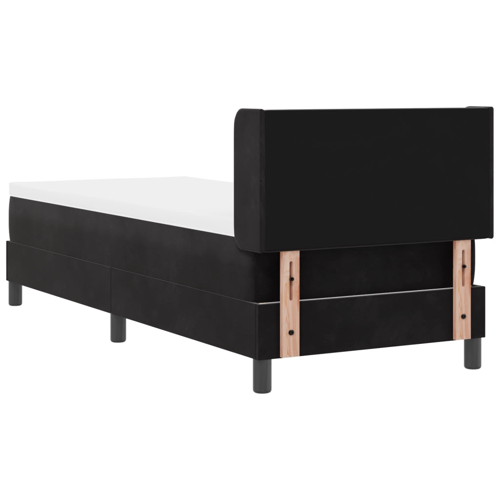 Letto a Mola con Materasso Nero 80x200 cm Velluto