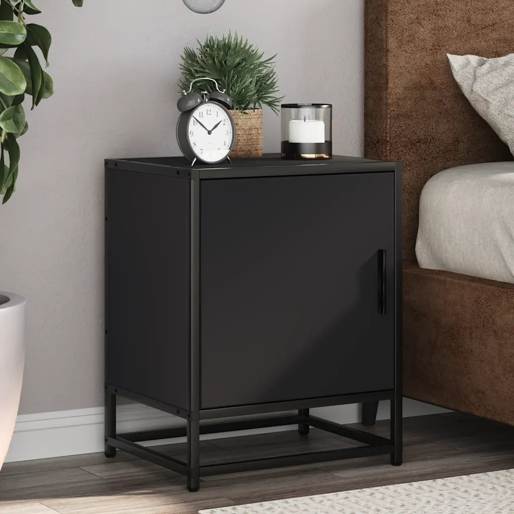 Comodini 2pz Neri 40x31x50 cm Legno Multistrato Metallo 848710