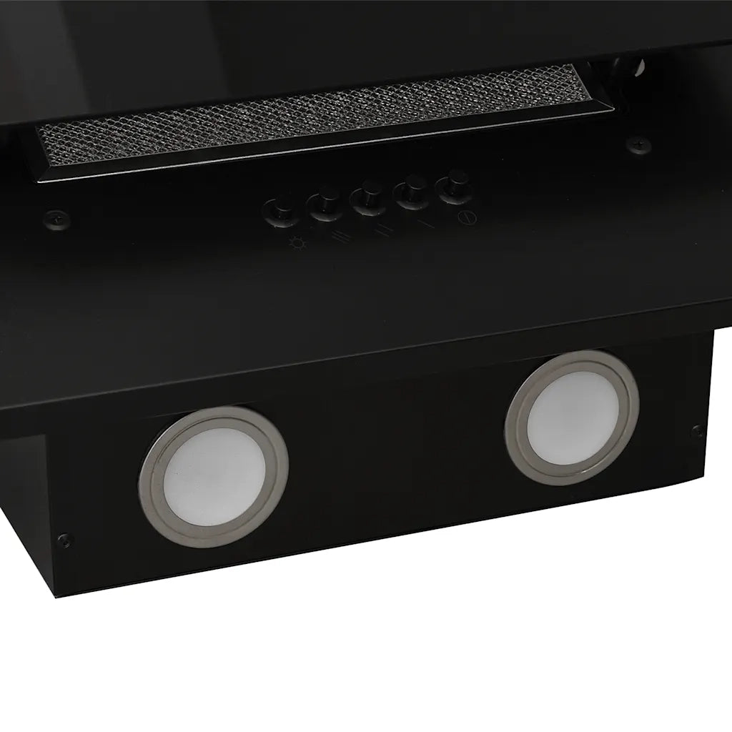 Cappa a Parete 60 cm in Acciaio Inox e Vetro Temperato Nero 51662