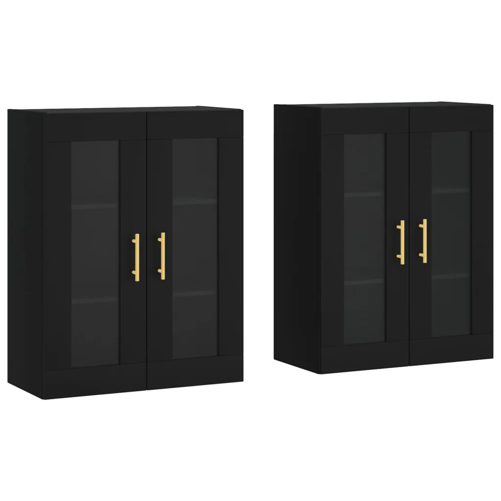 Armadietti a Parete 2 pz Neri in Legno Multistrato 3197930