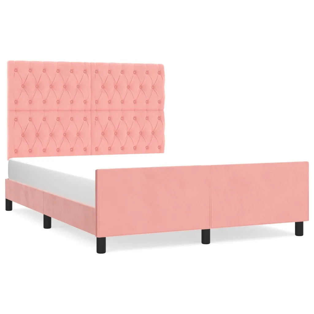 Giroletto con Testiera Rosa 140x190 cm in Velluto 3125939
