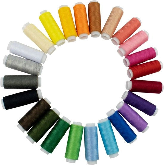 24 set di fili a maglia colorati a tessuto di cotone - insieme di rotoli colorati di cotone - accessori da cucito multicolori - circa 182 metri per bobina di poliestere