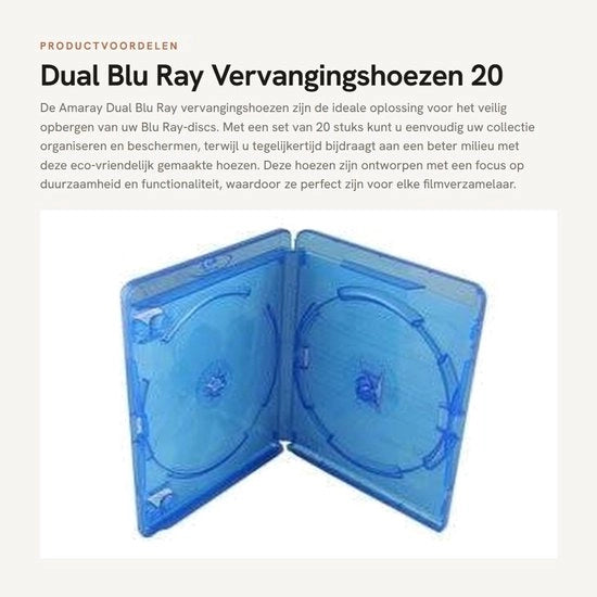 Copertine Blu Ray 20 pezzi - Copertine doppie sostitutive - Materiale ecocompatibile - Riciclabile PP - Resistente agli urti - Copertura compatta - Copertura Blu Ray