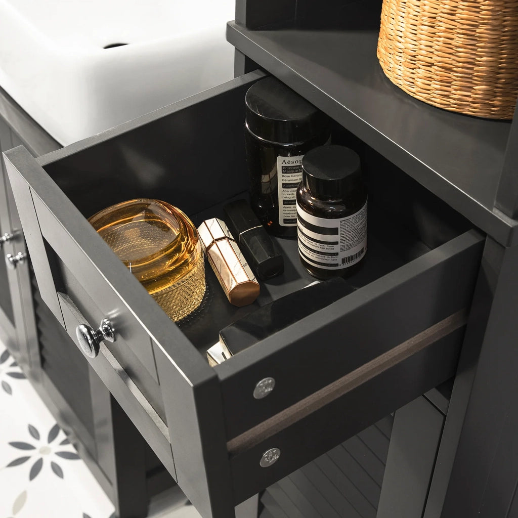 Mobiletto Bagno Colonna Bagno Cassettiera Bagno Bianco Con Cassetti Grigio FRG236-DG
