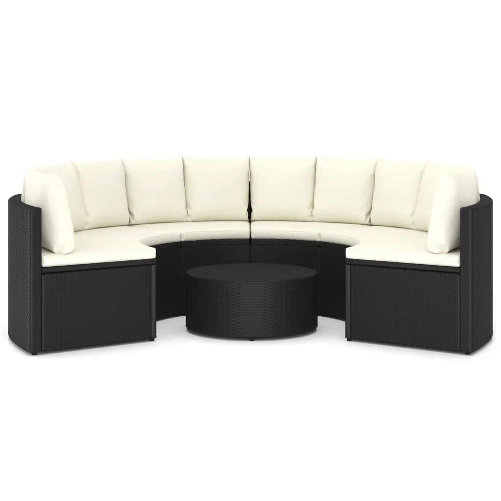 Set Divani da Giardino 7 pz con Cuscini in Polyrattan Nero cod mxl 36166