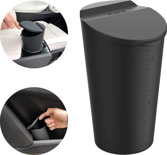 Contenitore di rifiuti per auto con coperchio Piccolo contenitore per biciclette per auto Porta auto per auto da ufficio Nero