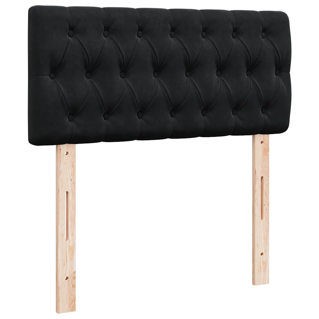 Struttura Letto Pouf con Materasso Nero 90x200 cm in Velluto