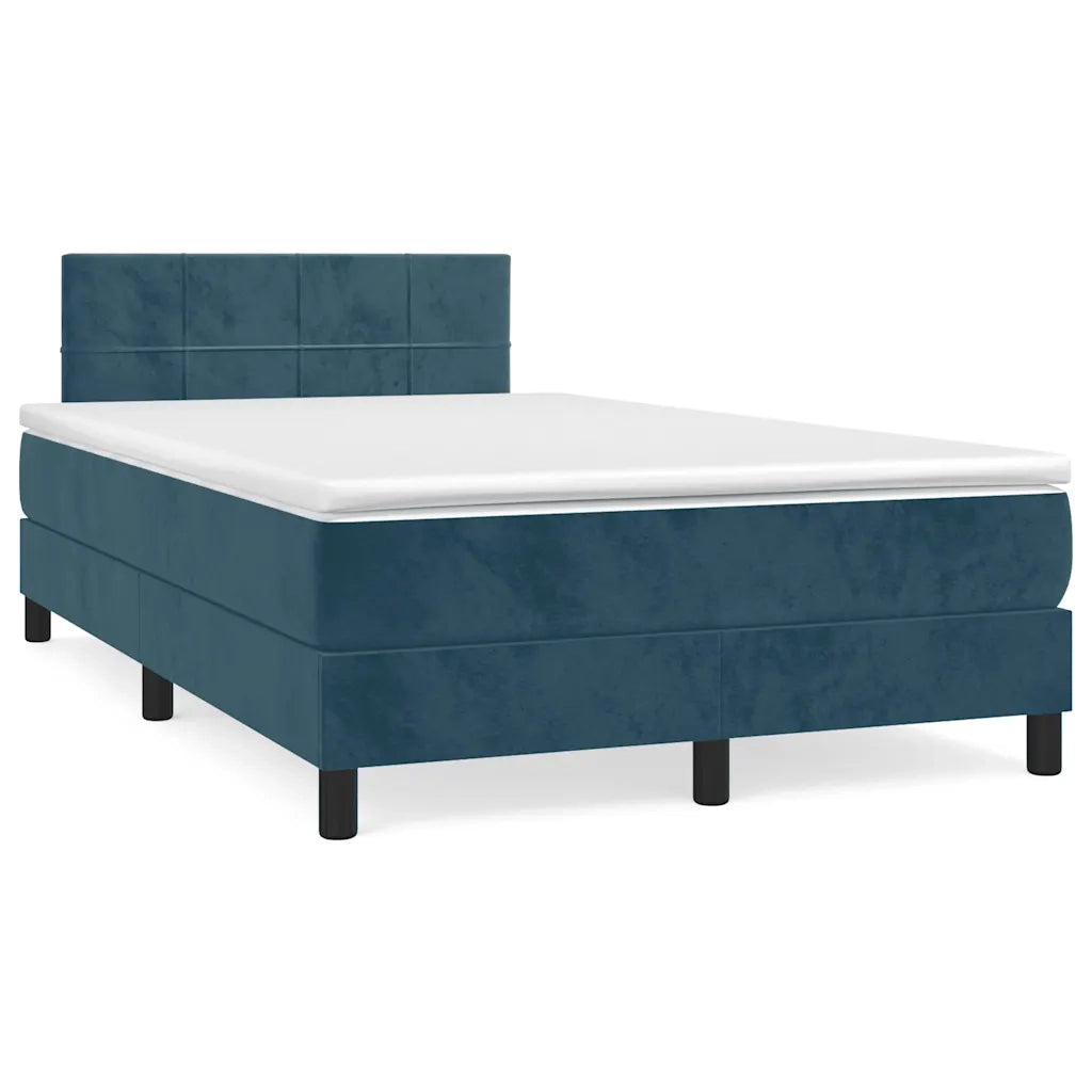 Letto a Molle con Materasso e LED Blu Scuro 120x190 cm in Velluto 3270157