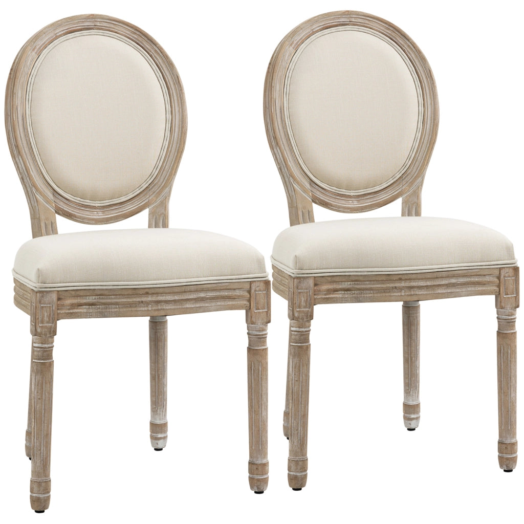 Set di 2 Sedie da Pranzo ¨C zephmum ¨C Legno Massello Stile Retr¨° Beige