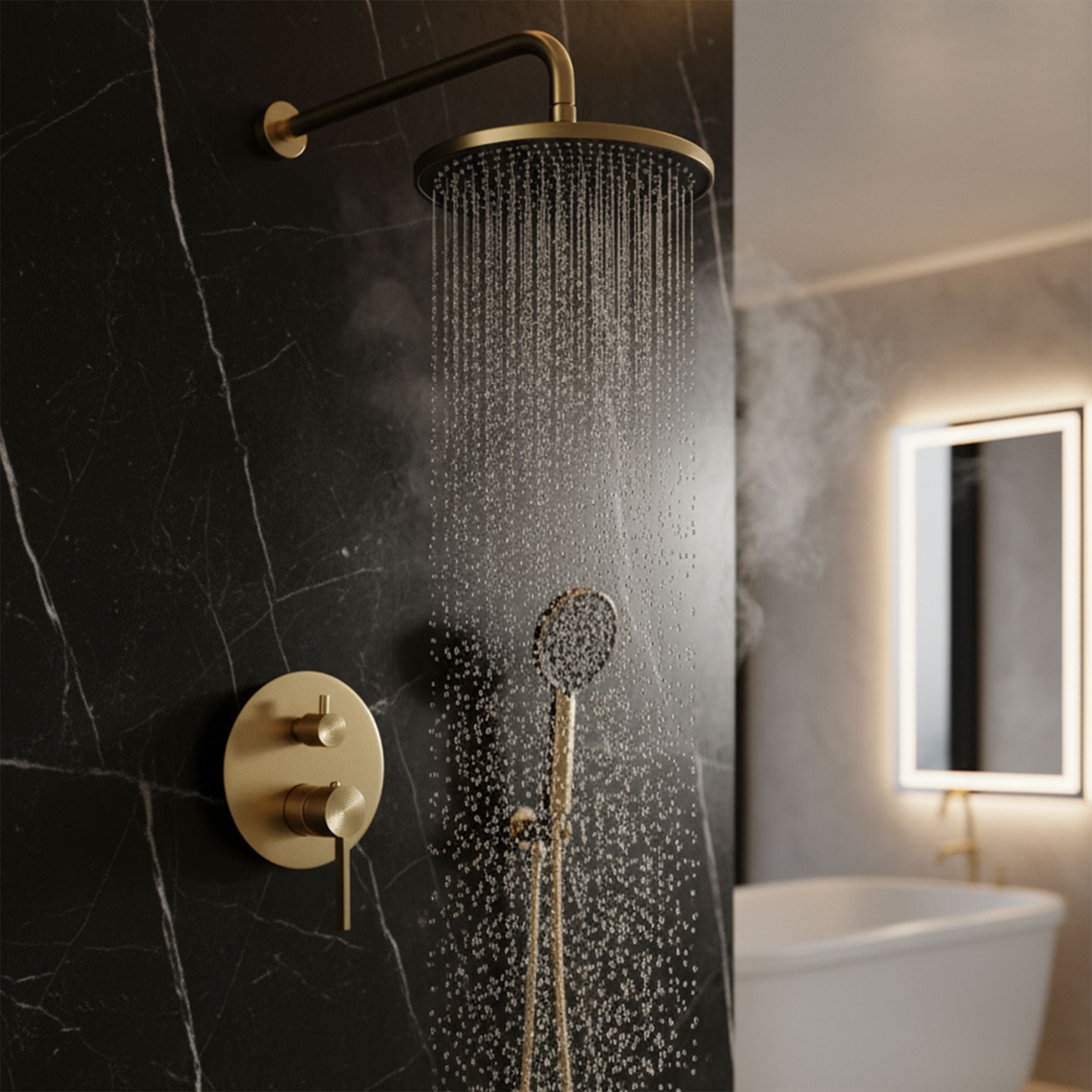 Set Doccia Da Incasso Rea Foster Brush Gold + Box