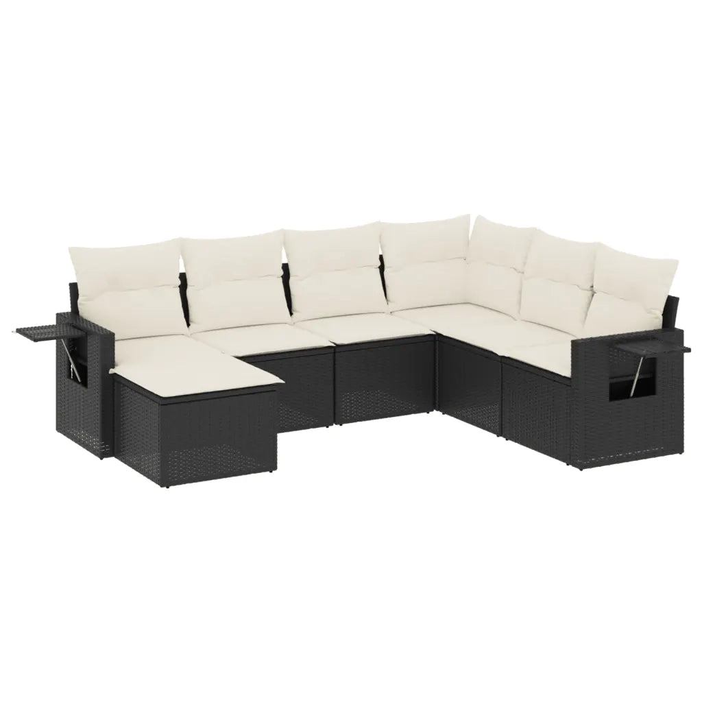 Set Divani da Giardino con Cuscini 7pz Nero Polyrattan 3220495