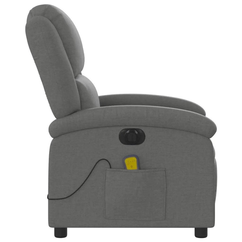 Divano Sedia-Poltrona Reclinabile Massaggio Elettrica Grigio Scuro Tessuto 248394
